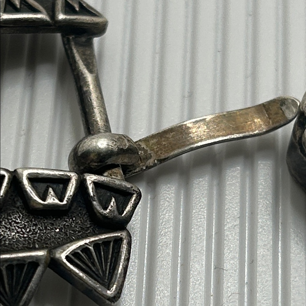 Vintage Sterling Belt Buckle & Slide with Blue Stone Accents - Picture 7 of 11